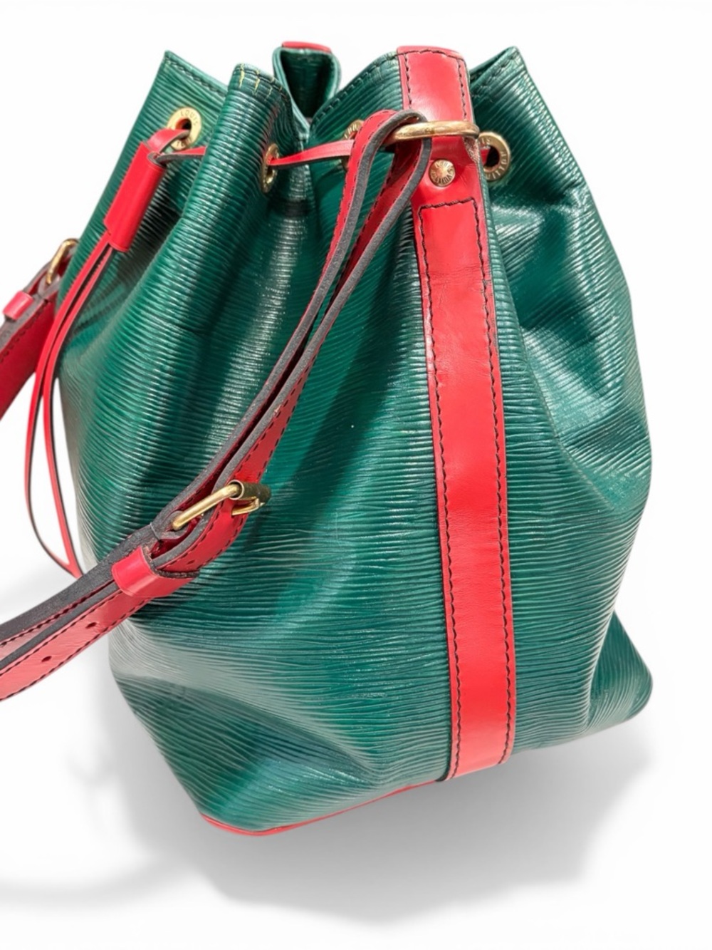 Louis Vuitton Epi Noé GM Restored Green & Red Vintage Bucket Bag - Picture 6 of 13